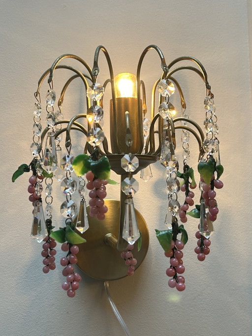 8 lámparas de pared italianas vintage de color uva rosa