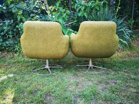 Fabric and Metal Swivel Chairs, 1960s, Set of 2 (photo 6 of 6)