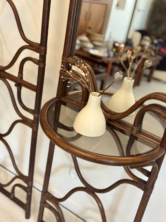 Image 1 of Set di attaccapanni da parete vintage in rattan, anni '70