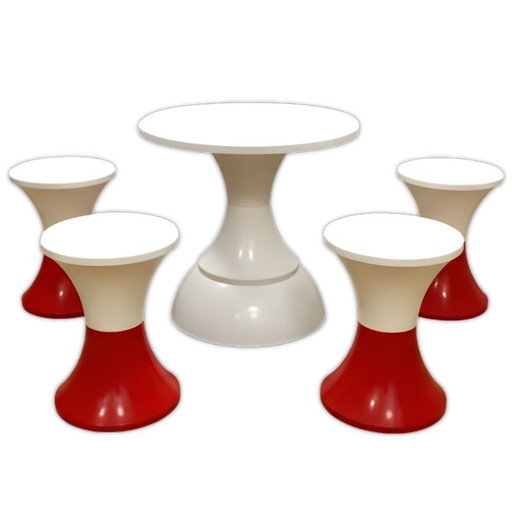 Mid-Century Space Age Stool & Table Set by Masonnet, 1970s, Czechoslovakia