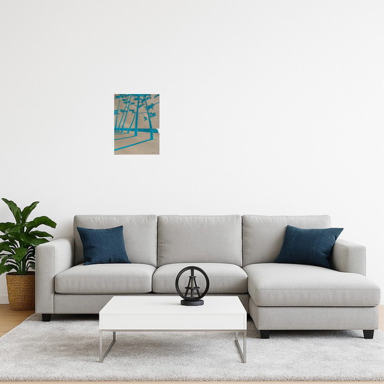 Image 1 of Vinyl painting "California Blue" on 345g raw canvas. Size 40x30cm.