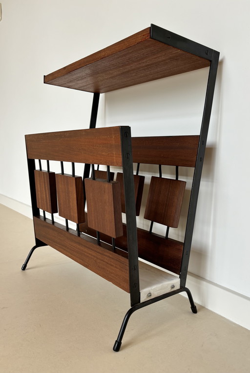 Dutch Design Midcentury Magazine Rack Teak Blocks