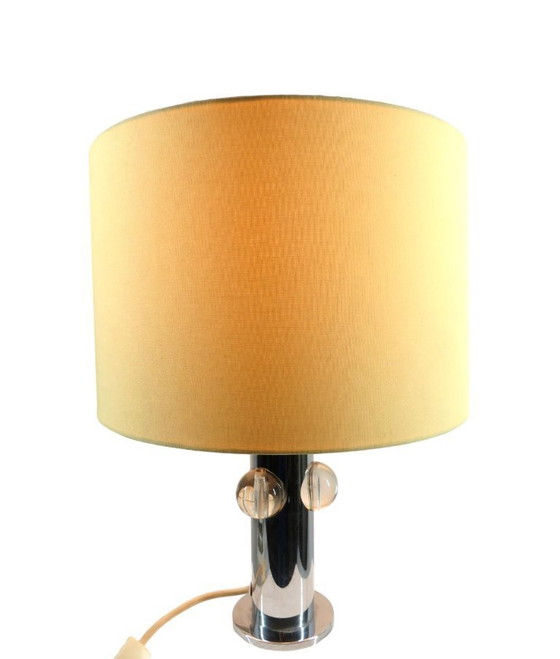 Image 1 of Vintage, very rare table lamp, chrome and glass, by Kaiser, 1960s