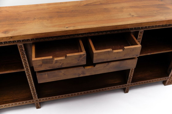 Image 1 of Large Solid Brutalist Rustic 3D Sideboard, 1960s