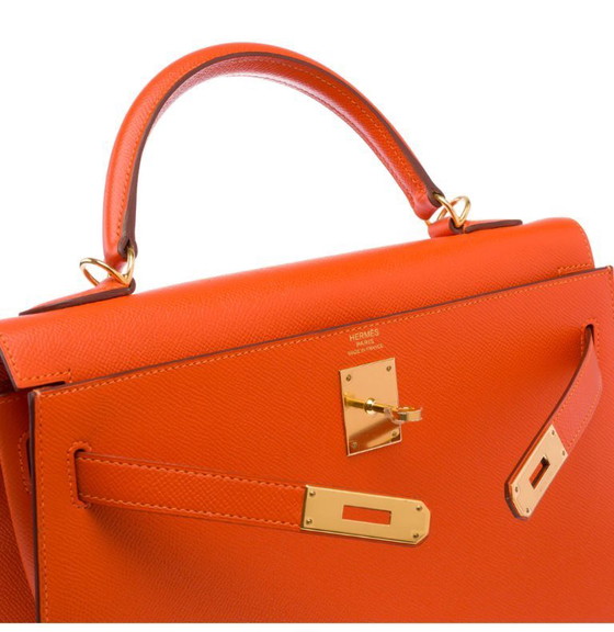 Image 1 of Sac HERMES Kelly 32 en Cuir Orange - 103499