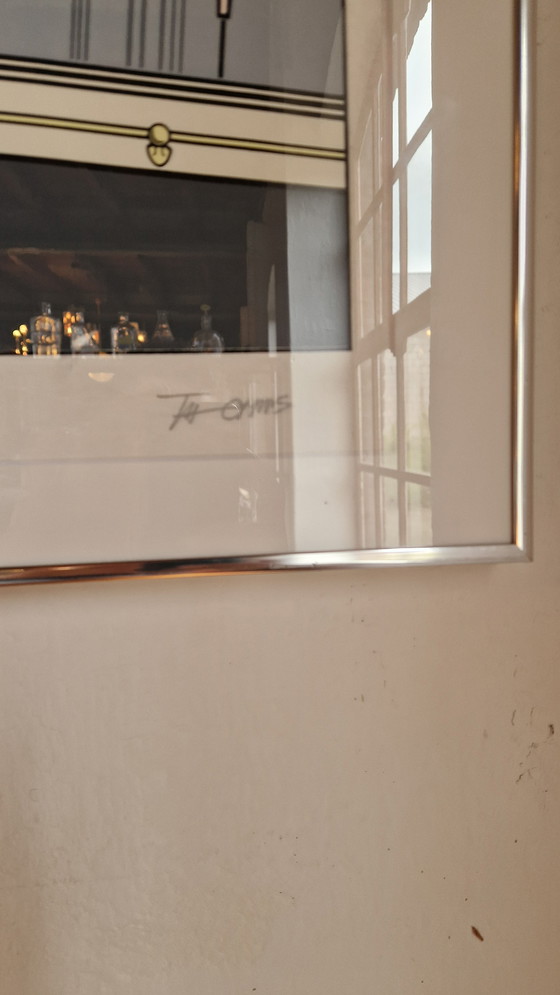 Image 1 of Affiche vintage unique, passe-partout et plaque de verre neufs