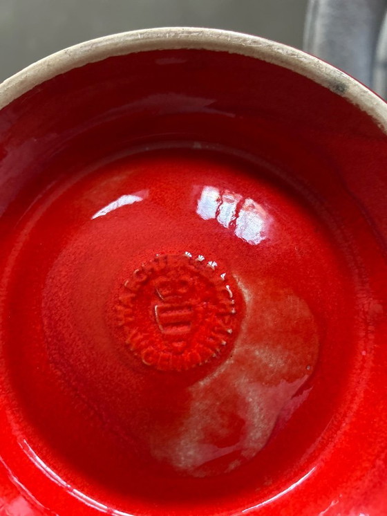 Image 1 of Beautiful red flower pot from the vintage West Germany Waechtersbach