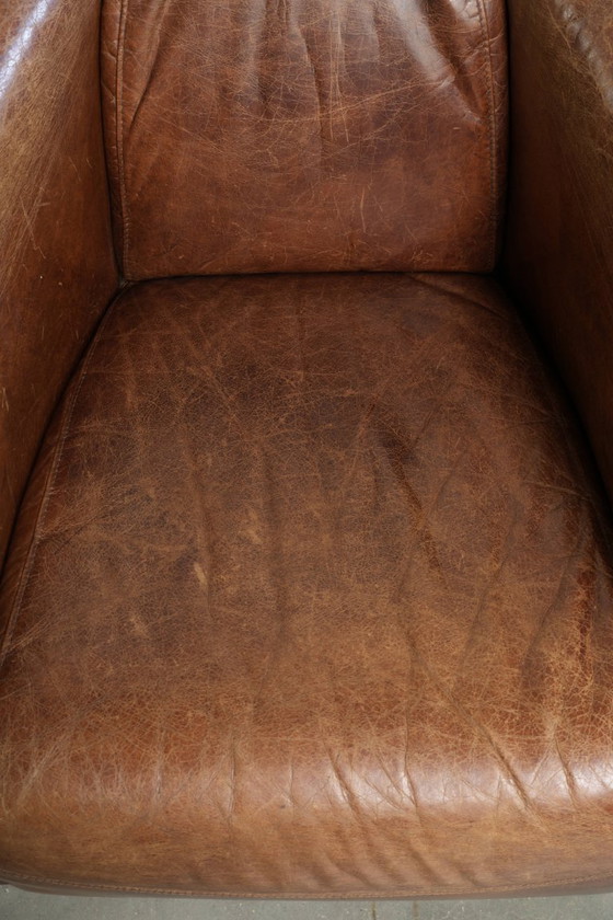 2x Poltrone Aviator Design Vintage in Pelle Bovina Caratteristica con Grana in un Bel Colore Cognac – Leather (photo 5 of 14)