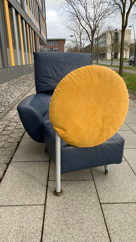 Image 1 of Divano/seduta di design CASSINA in pelle Topkapi blu/grigio - giallo