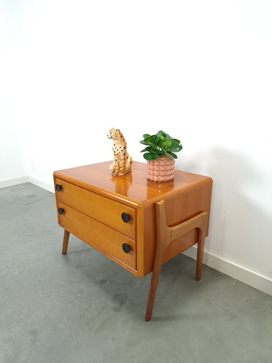 Image 1 of Commode en teck avec poignées en métal noir, meuble TV