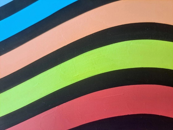 Image 1 of Cuadro abstracto moderno "Crossing Lines" - Franklin van Dam - Acrílico sobre MDF - 95 × 95 cm