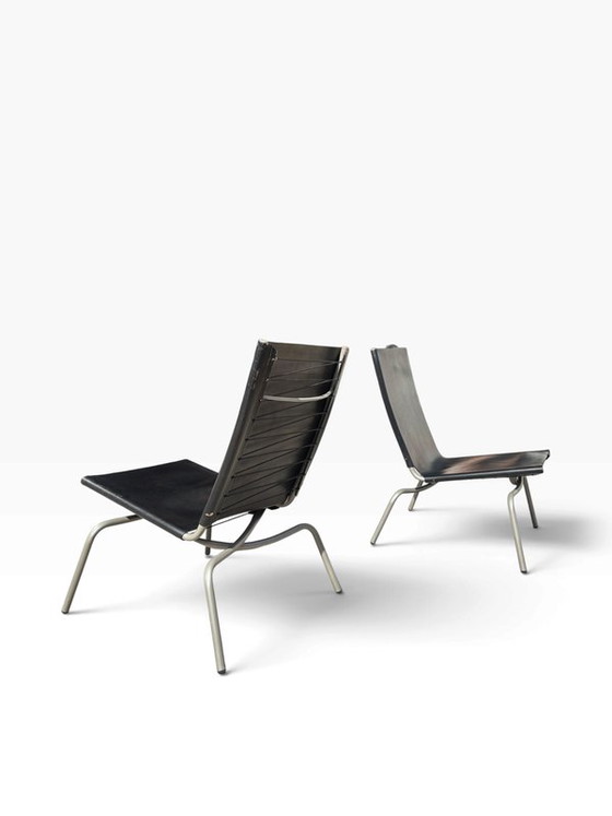 Set of 2 black lounge chairs by Fabiaan van Severen., Adjustable recliner chair, Leather (photo 2 of 12)