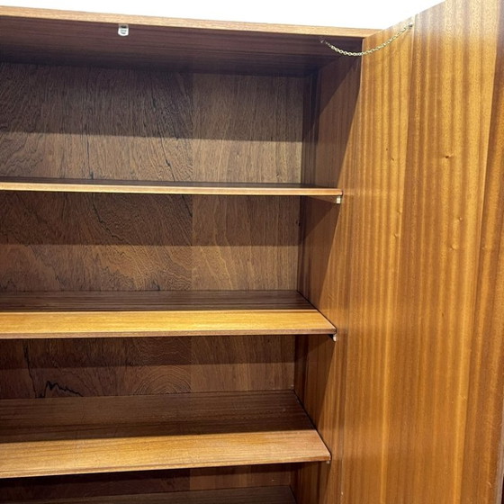 Sleek Danish vintage 3-door wardrobe with hanging and shelving – Wood (photo 12 of 12)