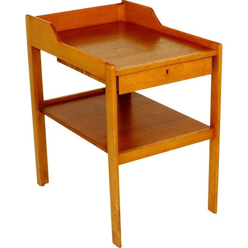 Table de chevet vintage en teck et hêtre par C.A. Acking, Suède, 1960