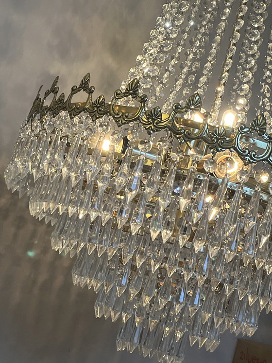 Image 1 of Lustre vintage en cristal avec pendentifs