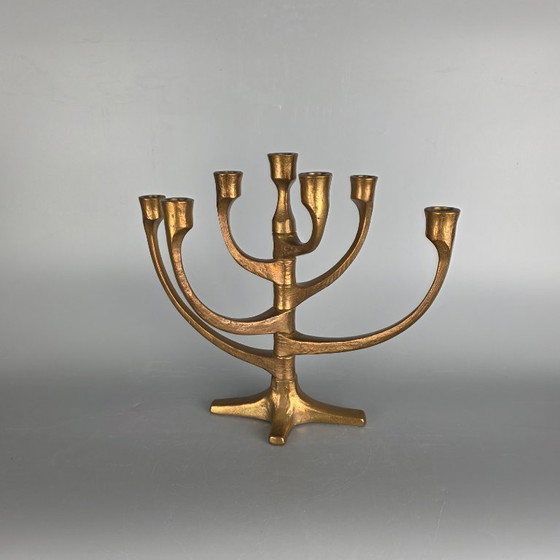 Image 1 of Vintage bronzen design kandelaar – Michael Harjes – verstelbare armen – jaren 60/70 – Mid-Century modern - Menora