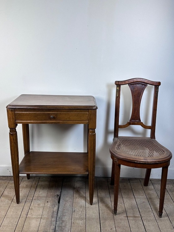 Image 1 of Mesa auxiliar de roble de los años 40