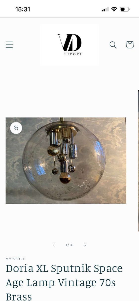 Image 1 of  Doria Leuchten Glazen Plafondlamp Grote Bol, Jaren 1970