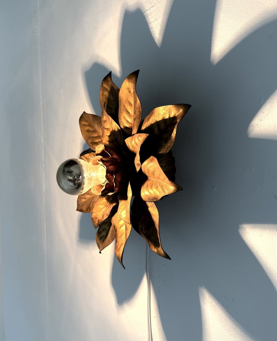 Image 1 of Vintage gilded floral wall lamp, Hans Kögl '60