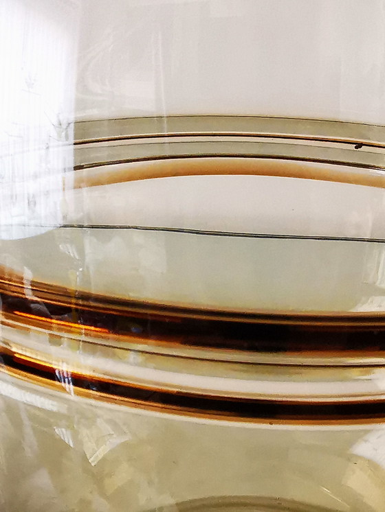 Image 1 of Japandi vaas, amberkleurige tint met gouden reflex,