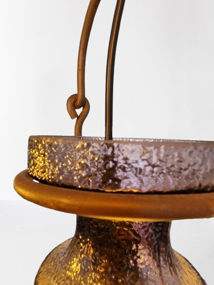 Beautiful Vintage Nanny Still "Stalactite" Pendant Lamp – 4 Goblets – Cast Iron, Glass (photo 7 of 8)