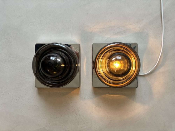 Image 1 of Lampade da parete in vetro fumé Cosack anni '70