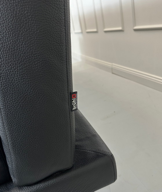 Image 1 of Brühl Moule Ecksofa Leder Sofa Couch Schlaffunktion Schwarz Dickleder