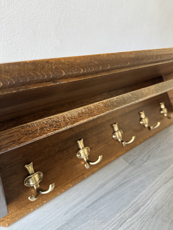 Image 1 of Appendiabiti vintage in legno massello di metà secolo, 97 cm / 5 grucce
