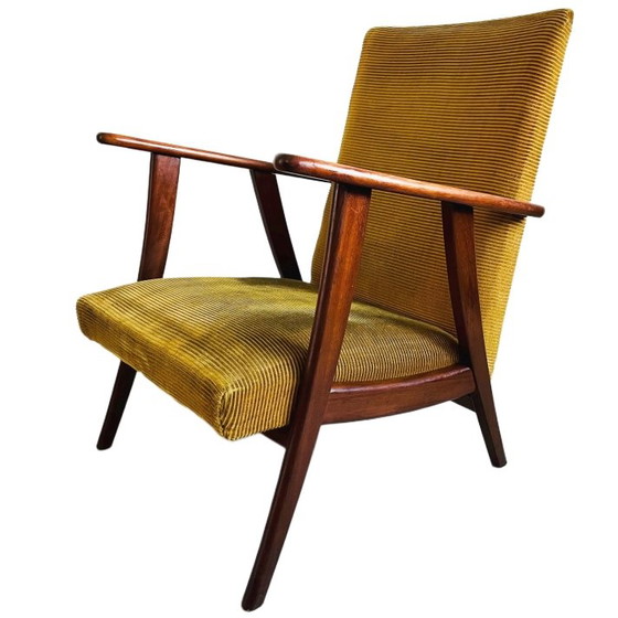 Image 1 of Vintage mid-century Scandinavian armchair teak ochre yellow 1960's