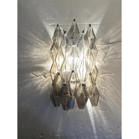 Image 1 of Set van twee Italiaanse "Poliedri" Murano glazen wandlampen in Venini-design.