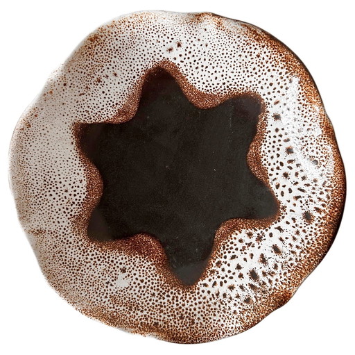 Vintage Dümler and Breiden ceramic bowl, brown and white, fat lava, West Germany, 1970s