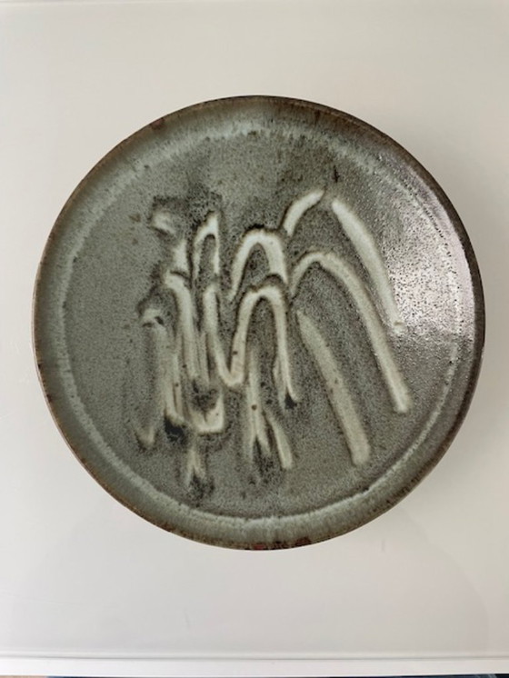 Image 1 of Cuenco de cerámica de Taizé con diseño excepcional y esmalte abstracto.