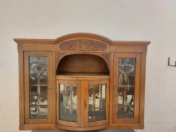 Image 1 of Vintage Eiken vitrinekast