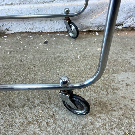 Image 1 of Barcart, Serveerwagen Chroom, Glas - Art Deco, Bauhaus