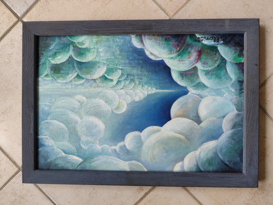 Image 1 of 🎨 Originalgemälde "Wolkentunnel" von Katrin Pillon (1996) – Öl auf Platte