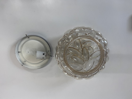 Image 1 of Vintage Amber Ceiling Lamp Wall Lamp Oblong Bubbles Helena Tynell Glashütte