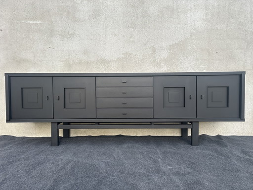 XL design black stained oak brutalist sideboard - De Coene