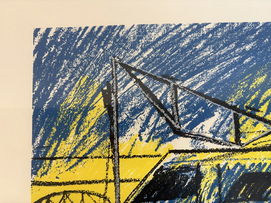 Image 1 of Zeefdruk van kunstenaar Bob Kemper getiteld Rail oplage 69/100 uit 1989