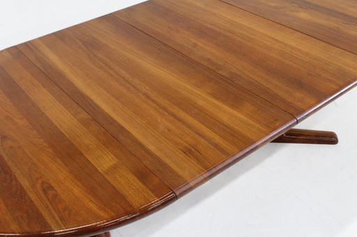 Vintage Dyrlund Danish round extendable dining table solid teak