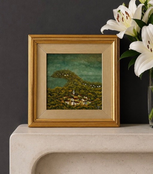 Naïve landscape oil painting