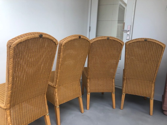 Image 1 of 4 chaises de salle à manger, Lloyd Loom, naturel