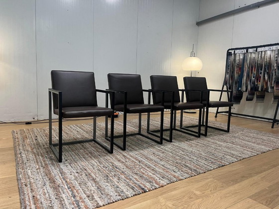 Image 1 of NIEUWSTAAT 4x Leolux Window Eetkamerstoel Leer