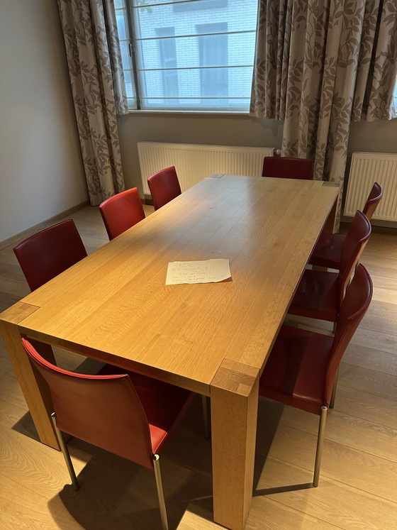 Image 1 of 8 KFF dining chairs red leather