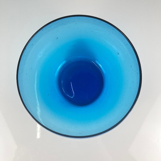 Image 1 of Punschset für 9 Personen, Biot-Stil, kobaltblaues, geblasenes Glas, 1970