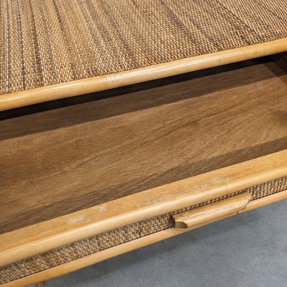 Image 1 of Scrivania vintage in bambù e rattan in stile boho chic