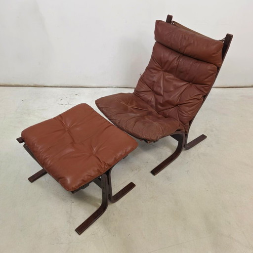 Ingmar Relling ‘Siesta’ Lounge Chair Met Voetenbank 70s – fauteuils, Leather (photo 2 of 7)