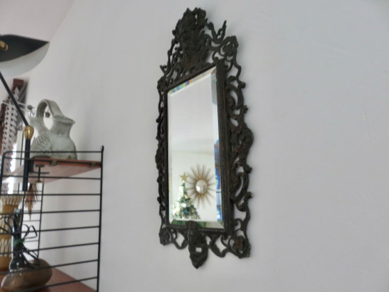 Image 1 of Espejo de hierro fundido que representa a Baco, dios del vino, Francia, década de 1920-1930