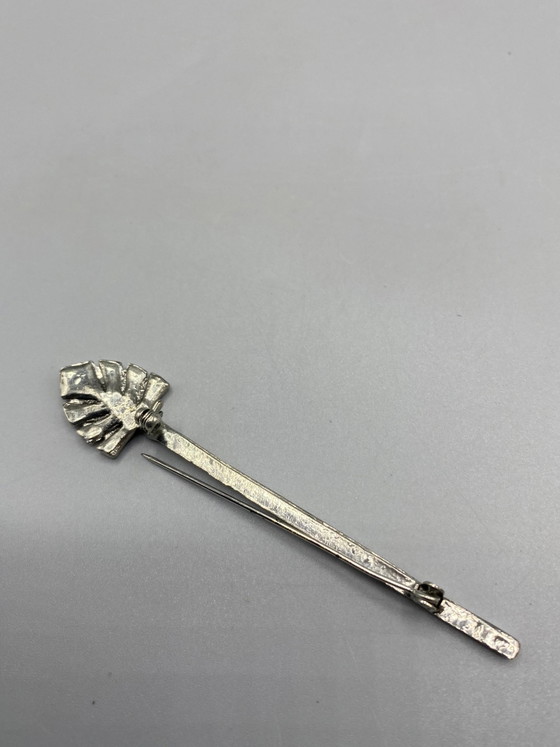 Vintage Silver-Tone Metal Brooch Barrette with Rhinestones – Decorative Objects (photo 3 of 5)