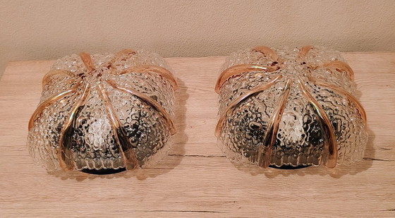 Image 1 of RARE! Sculptural pair of Mid-Century Studio Glass Lamps – Space Age 1960s/70s