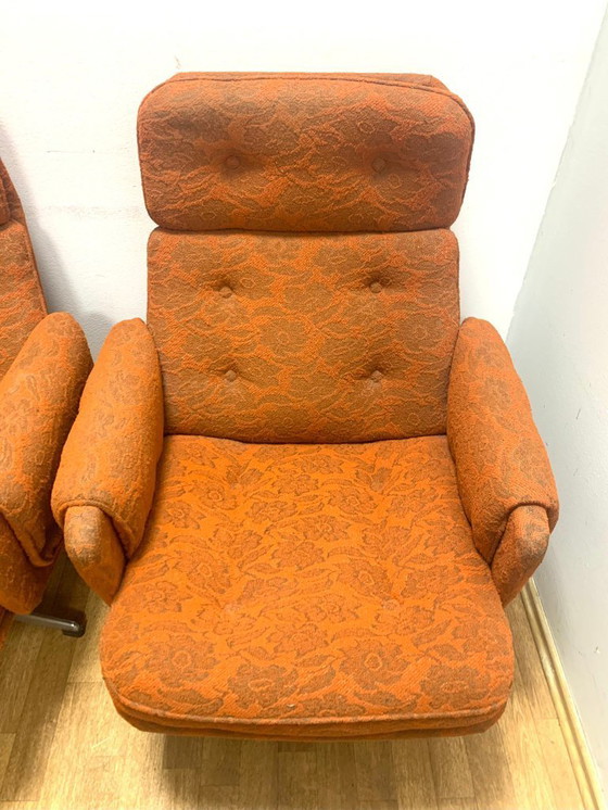 Image 1 of Set van 2 retro draaibare fauteuils, Gerald Neusser, jaren 70, Tsjechoslowakije